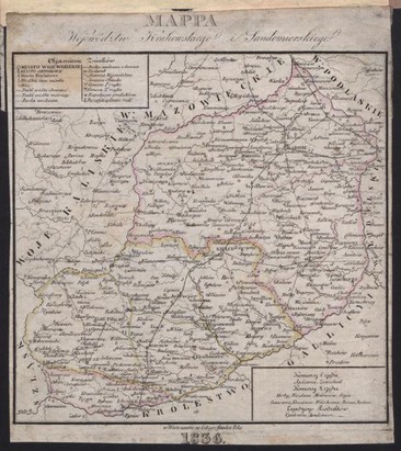 Mappa województwa krakowskiego i sandomierskiego 1836.
